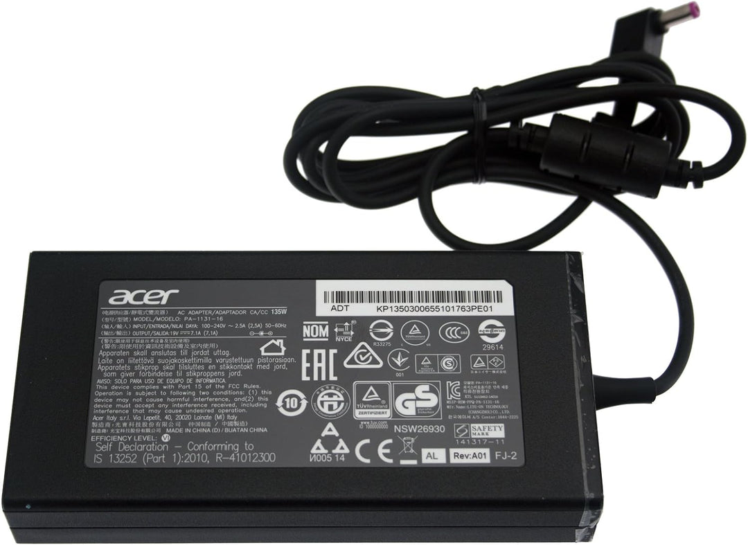 Netzteil/Ladegerät 19,5V / 6,92A / 135W Aspire Nitro 5 AN515-41 (Original) 135W ohne Netzkabel schwa