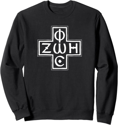 Griechisch Orthodox Phos Zoe Kreuz Christogramm Sweatshirt