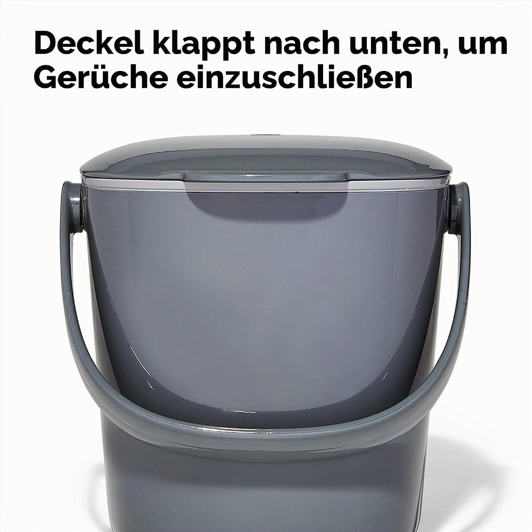OXO Good Grips Komposteimer grau – geruchsdichter Abfalleimer für die Küche – 2,8 l 2.8L Anthrazit,
