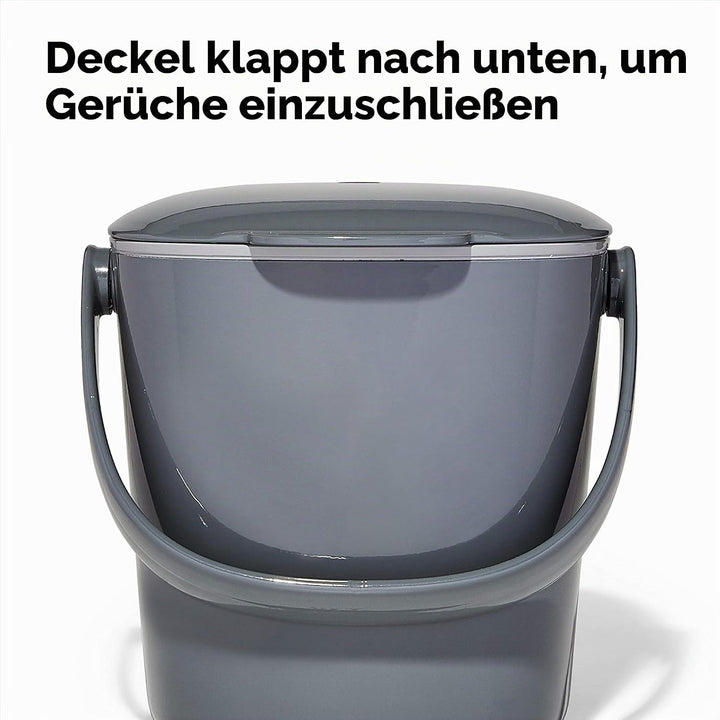 OXO Good Grips Komposteimer grau – geruchsdichter Abfalleimer für die Küche – 2,8 l 2.8L Anthrazit,