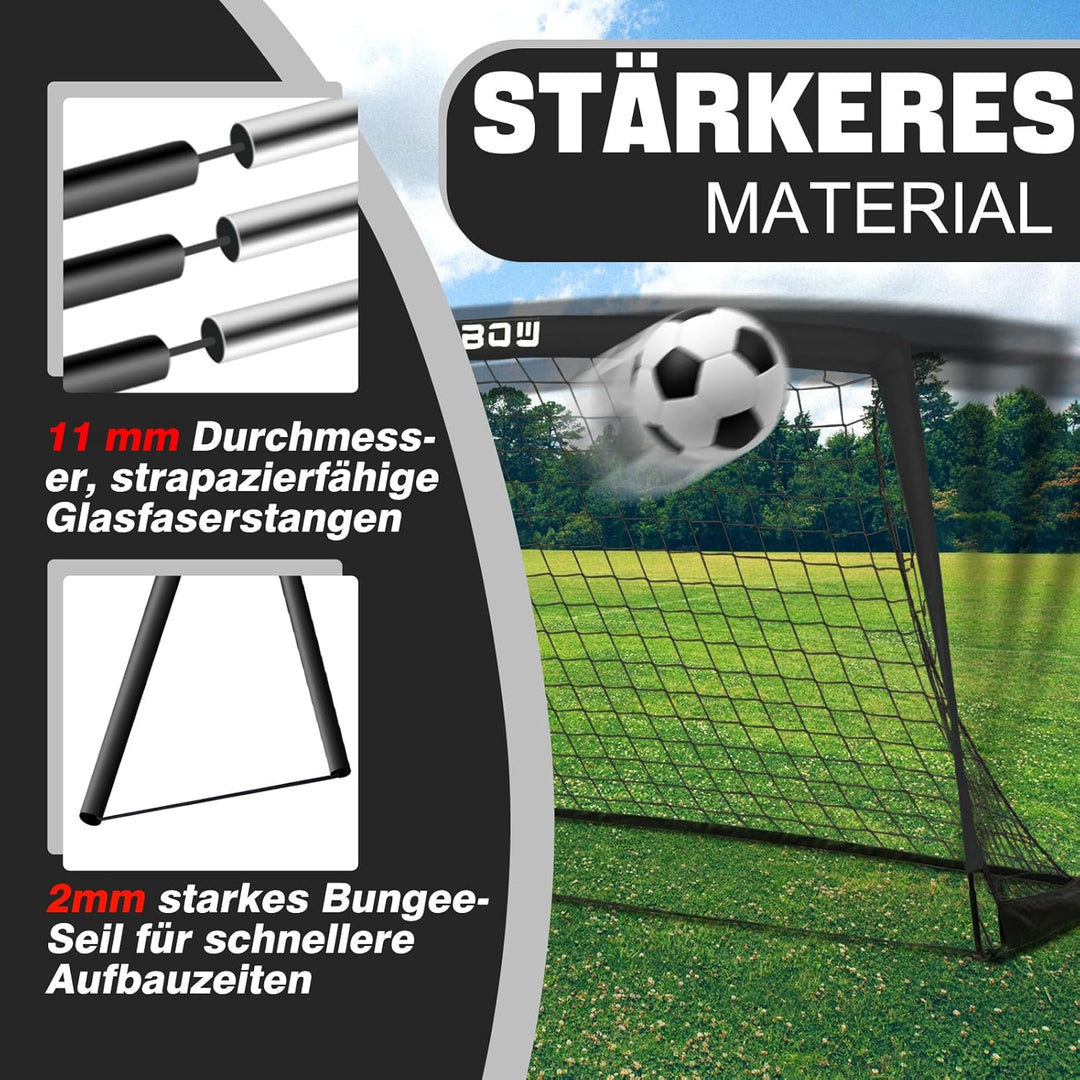 RUNBOW 274 x 152 cm Kinder Fussballtor mit Tragesack, tragbare Fussballnetze für Hinterhoftraining,