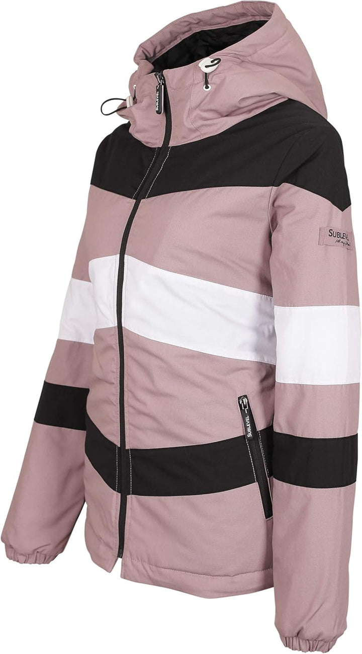 Sublevel wattierte Damen Winter-Jacke Color-Block im Style Light-Rose S