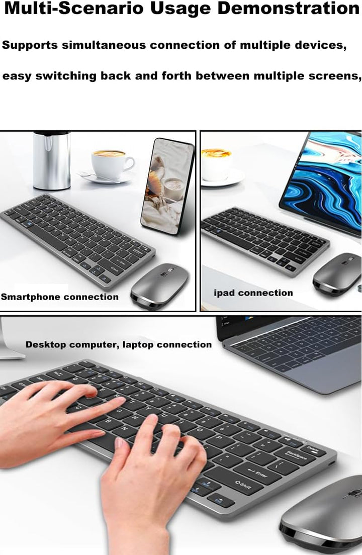 Tastatur Maus Set Kabellos,Upgrade 4 Mode Bluetooth5.2+5.2+3.0+2.4G USB,Einfache Version Funktastatu
