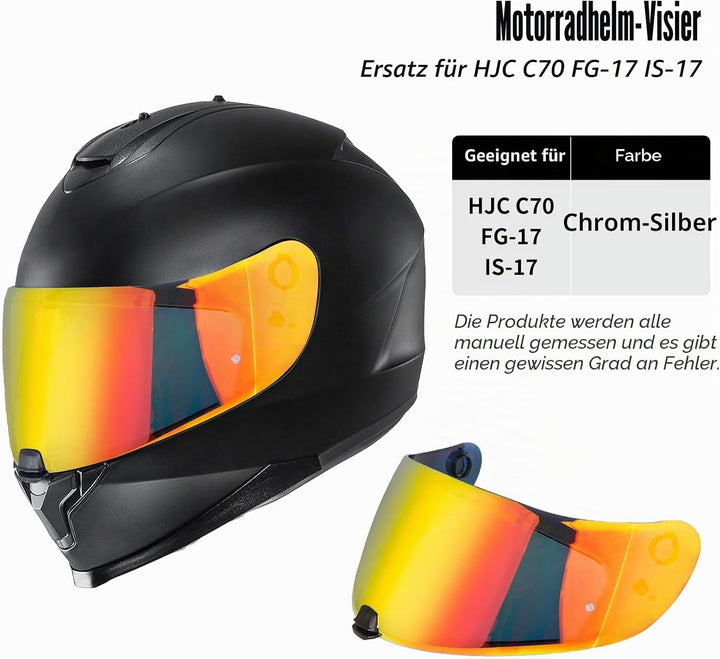 Helm Visier für C70 FG-17 IS-17,Motorradhelm Visier,Motorrad Windschutz Helm Objektiv Visier Vollges