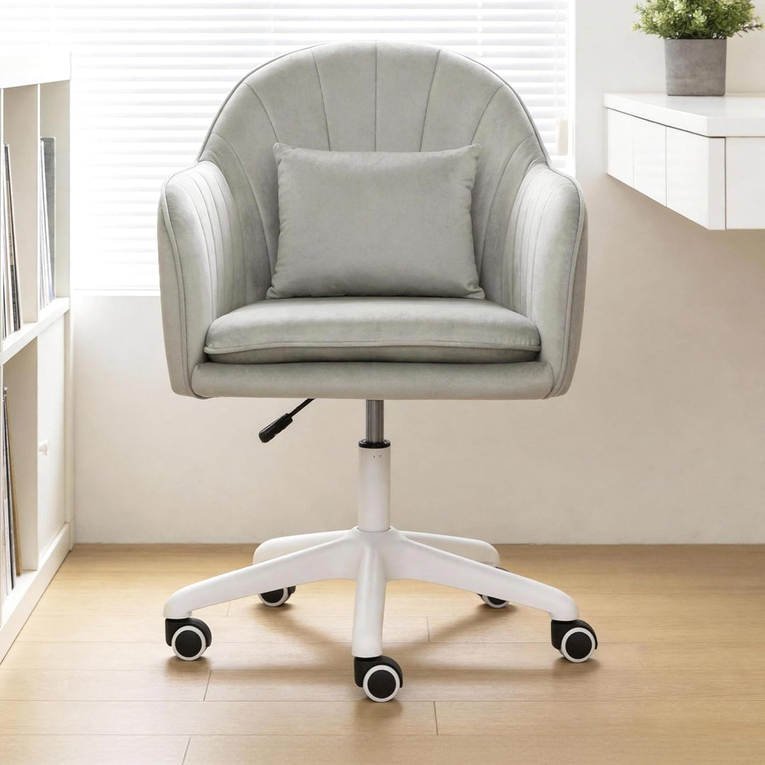 Ergonomischer Bürostuhl, 360°Drehstuhl mit Kopfkissen, Höhenverstellbarer Schreibtischstuhl, Schmink