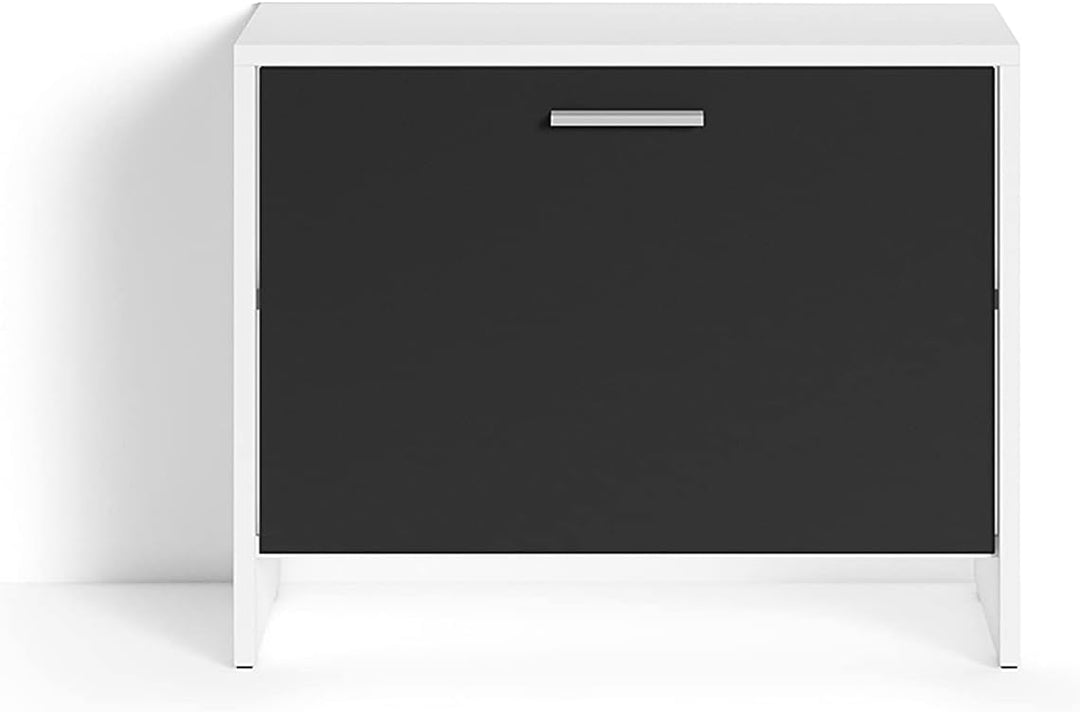 byLIVING Sitzbank Ben/Schuhschrank in matt weiss/Front schwarz/kleine Flur-Kommode mit Klappe und Ei