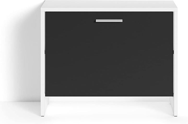 byLIVING Sitzbank Ben/Schuhschrank in matt weiss/Front schwarz/kleine Flur-Kommode mit Klappe und Ei