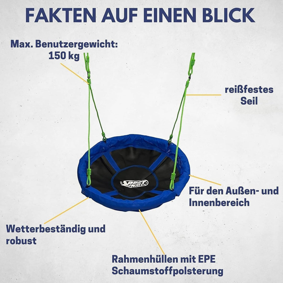 Best Sporting Nestschaukel I Gartenschaukel Ø 60, 80, 90, 100 oder 110 cm I Bis 150 kg belastbar I H