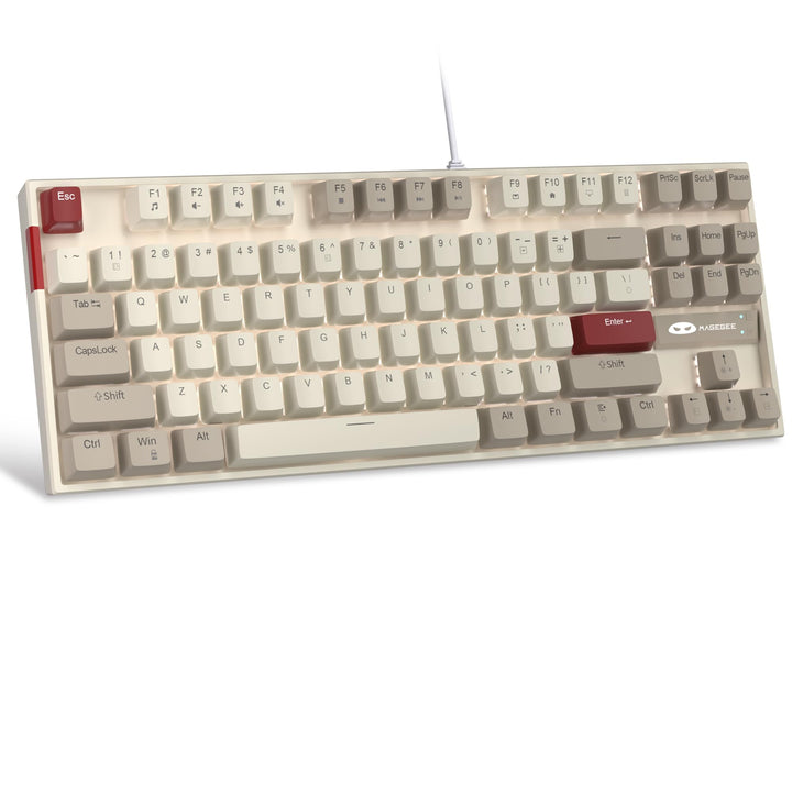 MageGee 75 % mechanische Gaming-Tastatur mit roten Schaltern, LED-blau beleuchtete Tastatur, 87 Tast