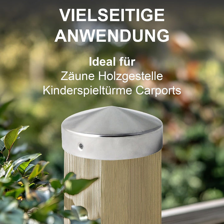 h2i Pfostenkappe Rund | Stahl verzinkt | Ø 101 mm | 10 Stück | Runde Abdeckkappe für Garten Holzpfos