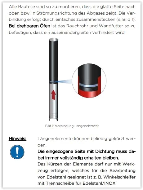 Pelletofen Winkelrohr/Winkel/Bogen 45 Grad aus Edelstahl mit innenliegender Dichtung, Durchmesser 80