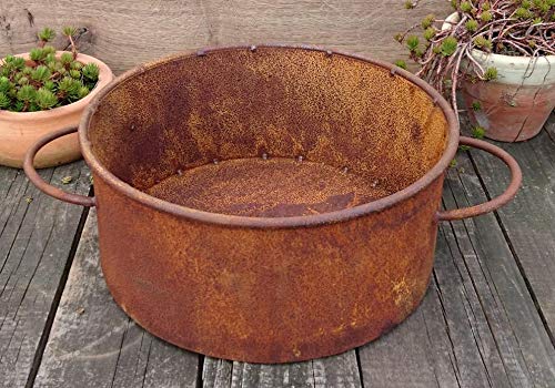terracotta-toepfe-de Deko Topf ca. 30 cm Durchmesser - bepflanzbar aus Metall Edelrost Rost Garten P