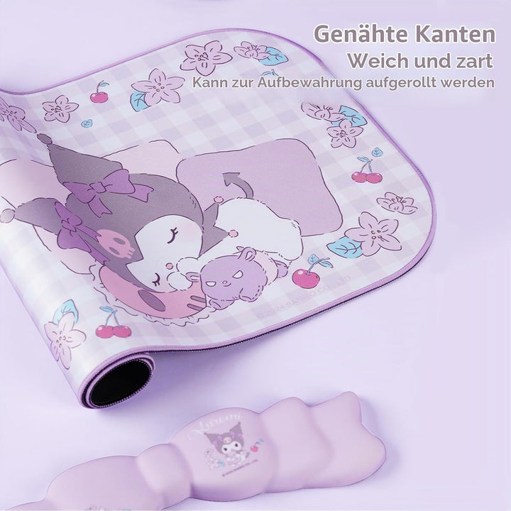 Anime-Mauspad-Handgelenkauflage-Set – rutschfeste Schreibtischunterlage und Memory Foam-Handgelenkau