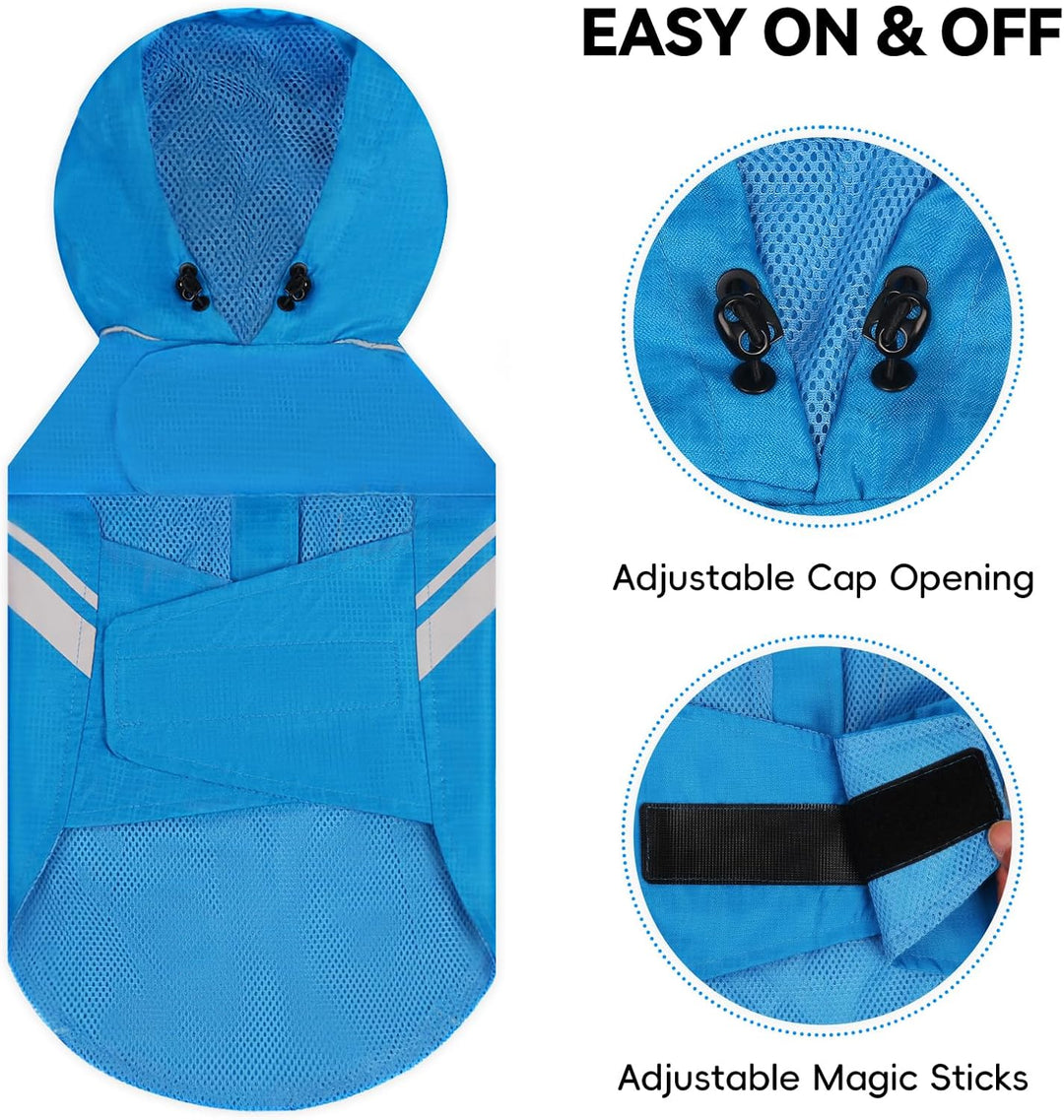 VIVAGLORY Hunderegenmantel für kleine Hunde, einfach an- und ausziehbare Regenbekleidung, reflektier