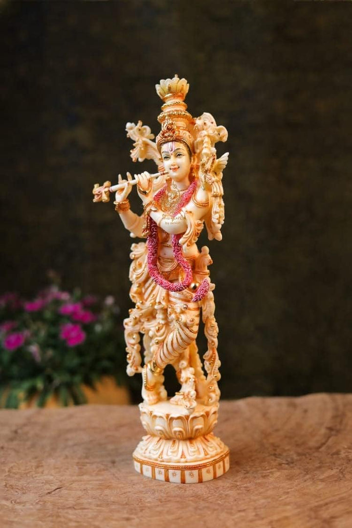 SHIVAJI ARTS Krishna-Statue, Marmor, gross, handbemalt, Zuchtmarmor, Herr Krishna Idol, Hindu Ehe