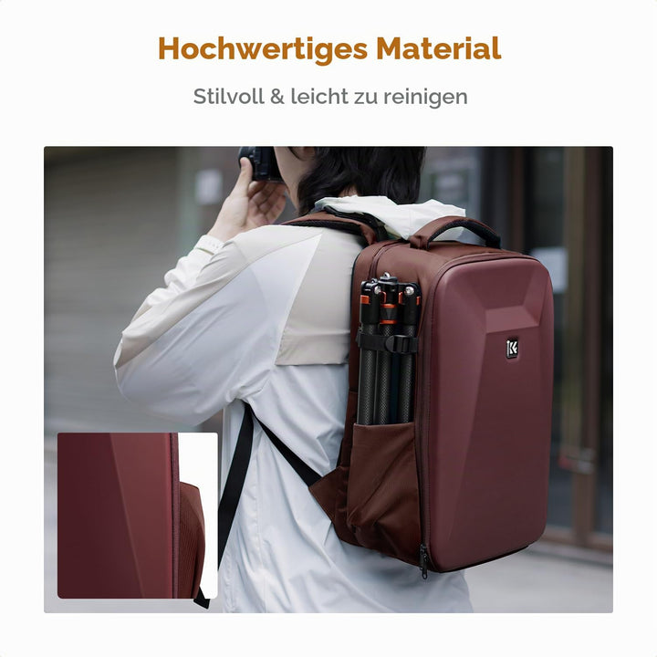 K&amp;F CONCEPT Kamerarucksack Fotorucksack mit Hartschale Kameratasche mit 15,6-Zoll-Laptopfach und Reg