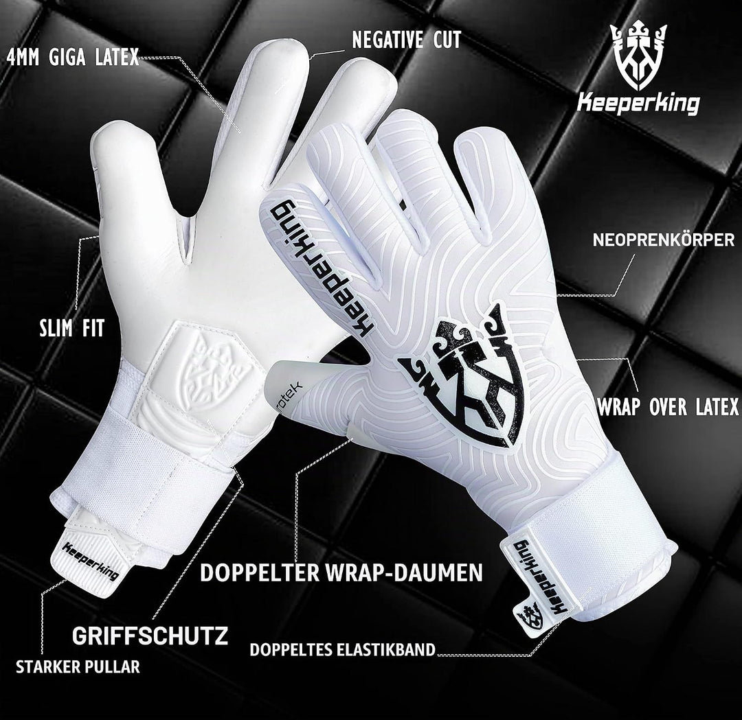 Keeperking Torwarthandschuhe für Erwachsene Fussballhandschuhe Herren Innennaht Profi Premier Grip 4