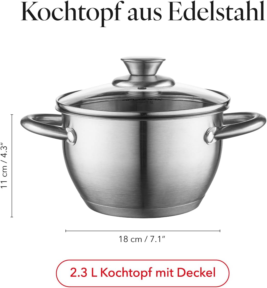 Edelstahltopf Florina Henry Induktion 18 cm 2,4 l Henry 2,3L - 18 cm, Henry 2,3L - 18 cm