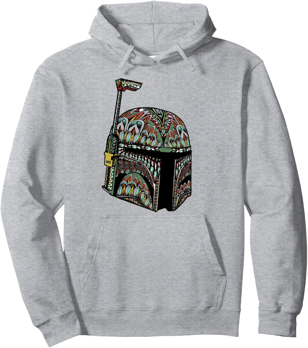 Star Wars Boba Fett Feathered Helmet Bold Portrait Pullover Hoodie