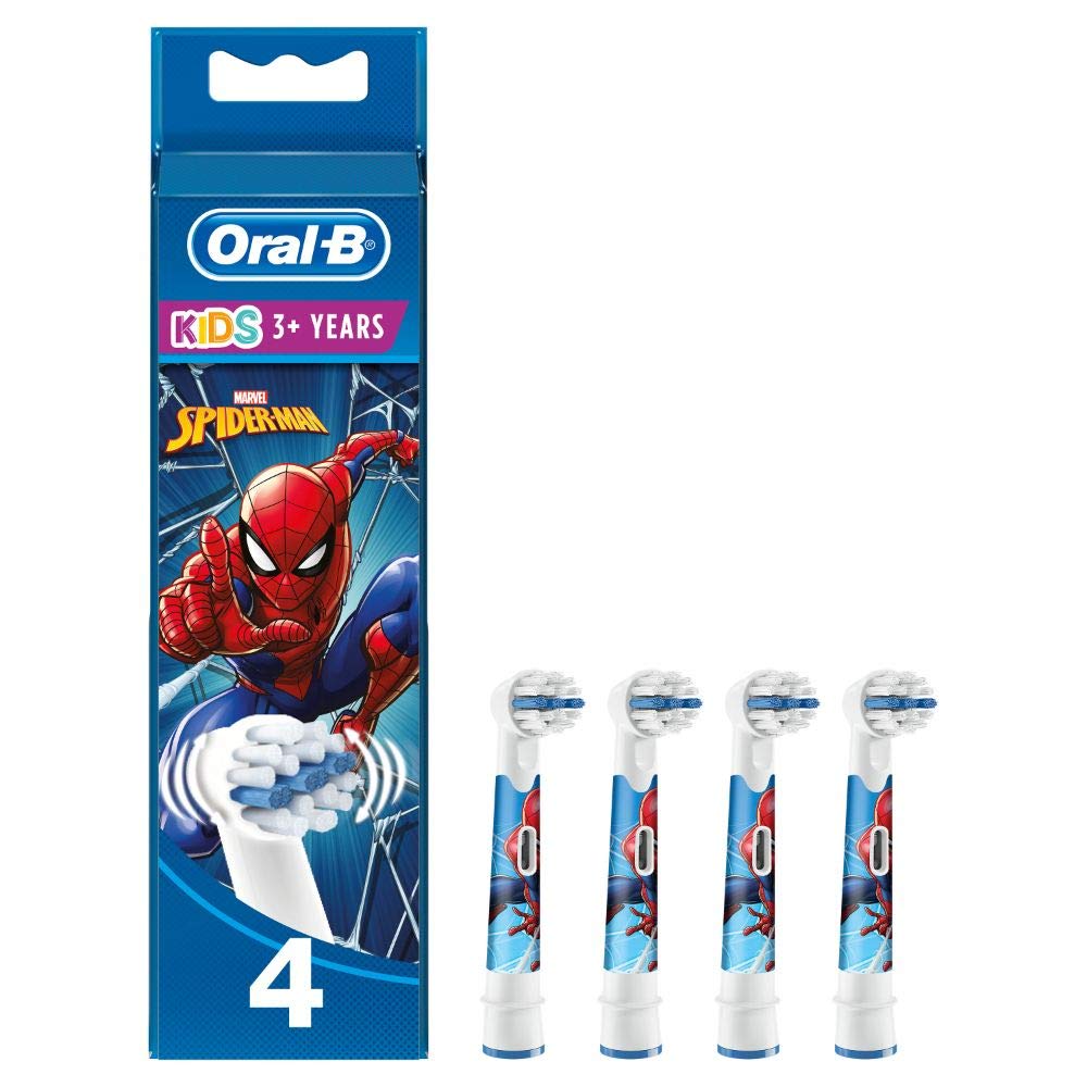 Oral-B Kids Spiderman Aufsteckbürsten für elektrische Zahnbürste, 4 Stück, für Kinder ab 3 Jahren, e