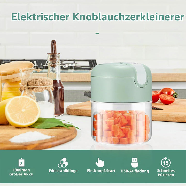 Akku Mini Zerkleinerer, 250 Ml Mini Lebensmittelhacker Elektrischer Knoblauchhacker Mit USB Ladung,