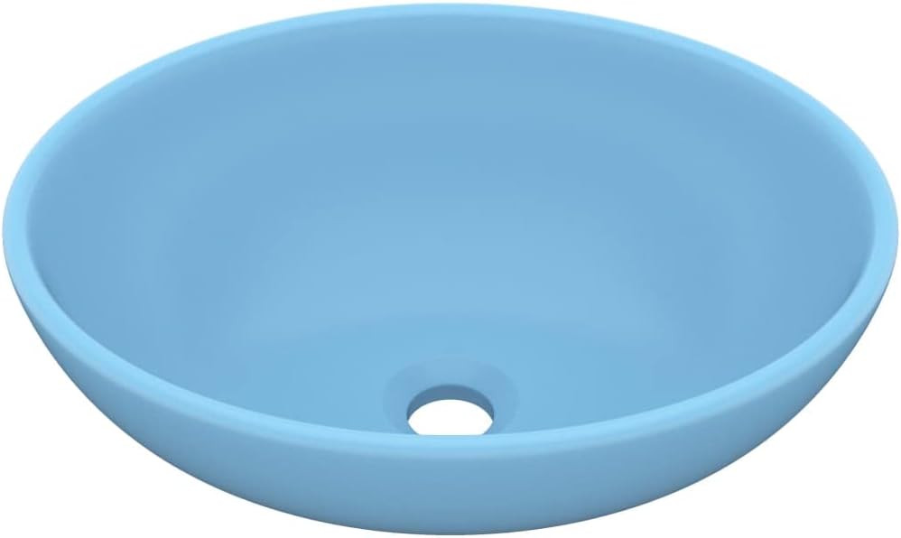 HOMIUSE Luxuriöses Ovales Waschbecken Matt Hellblau 40x33 cm Keramik Waschbecken Waschtisch Aufsatzw