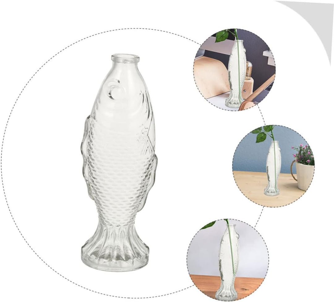 YARNOW Fischvase Aus Glas Mittelstück Pflanzenvase Klare Wunschflasche Vase Mit Blumenhalter Glasvas
