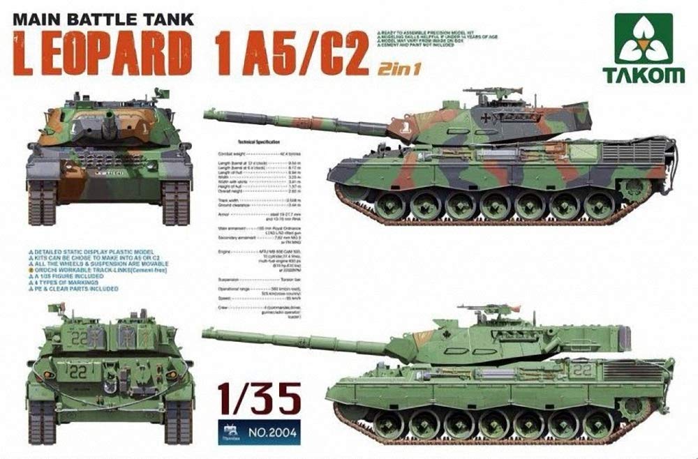 TAKOM TAK2004-1/35 2 in 1 Leopard 1A5/C2, Panzer