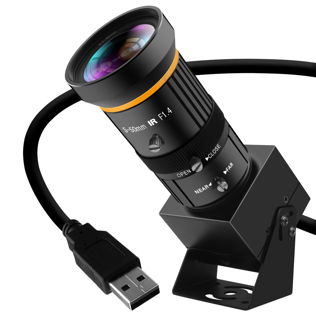 ELP 5 Megapixel USB Kamera 1944P 30fps Farb Industrie Tele Webcam mit CS-Mount 5-50 mm 10-Fach manue