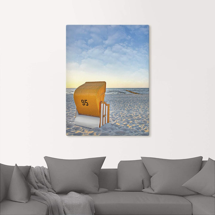 ARTland Leinwandbilder Wandbild Bild auf Leinwand 60x80 cm Strand Meer Strandkorb Küste Ostsee Marit
