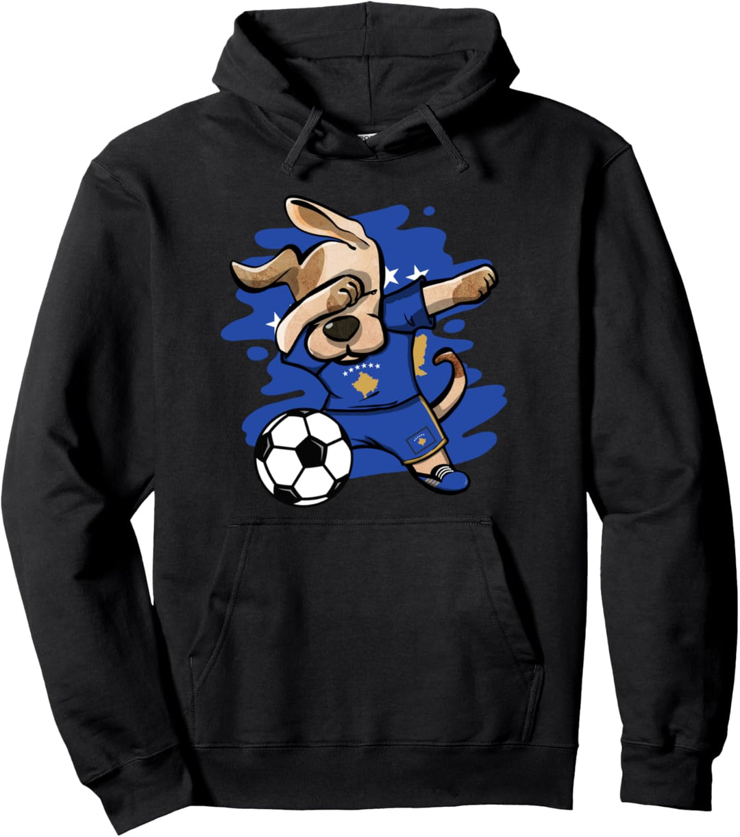 Dabbing Hund Kosovo Fussball Mannschaft Kosovarische Flagge Pullover Hoodie