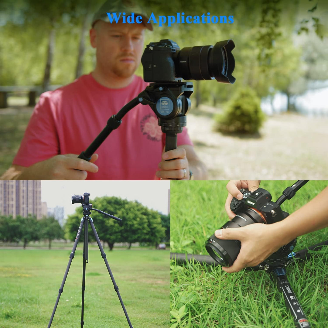 SIRUI Professionelles Carbonfaser-Stativ mit 360°Fluid-Videokopf, 184,4cm wasserdichtes Video-Kamera