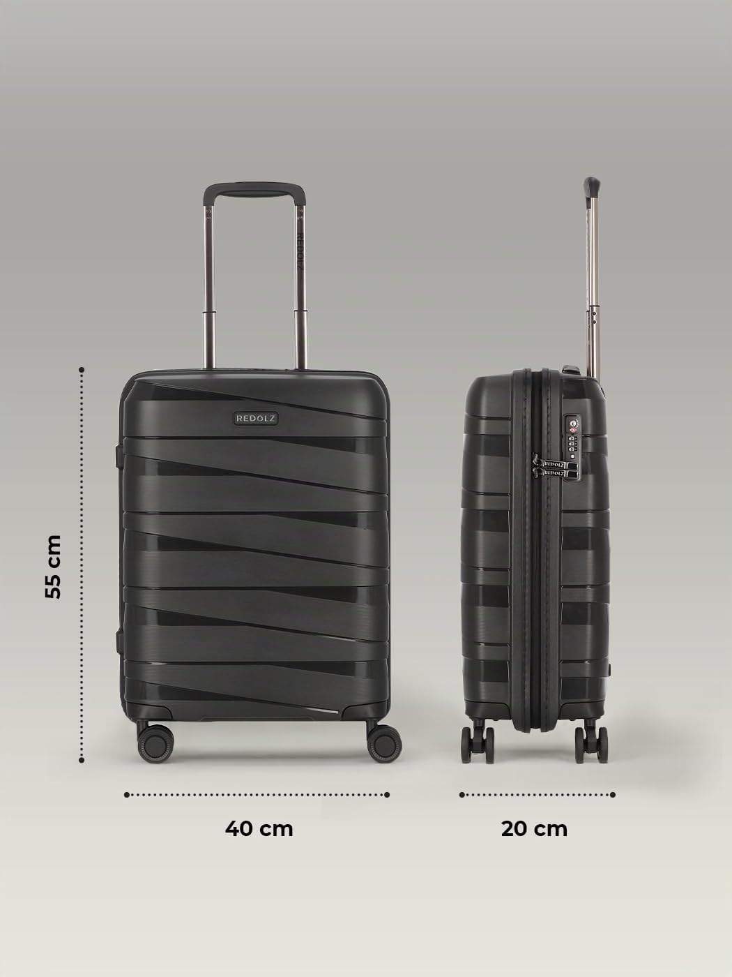 REDOLZ Hartschalen Kabinen-Koffer | Kleiner Trolley 40 x 20 x 55 cm aus hochwertigem, leichtem Polyp
