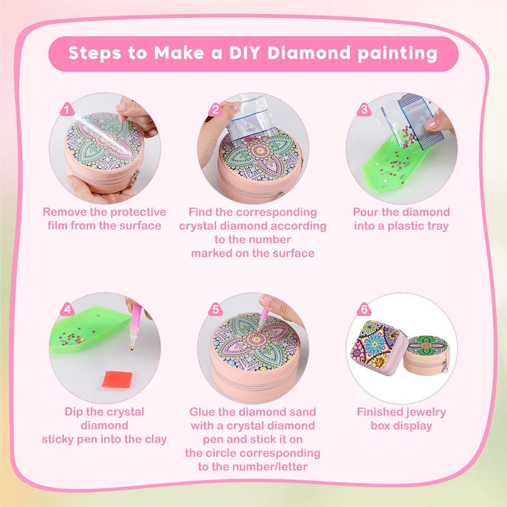 TranRantic 2 Stück Diamond Painting Schmuckkästchen, Geschenke Mädchen 7 8 9 10 11 Jahre, Basteln Mä