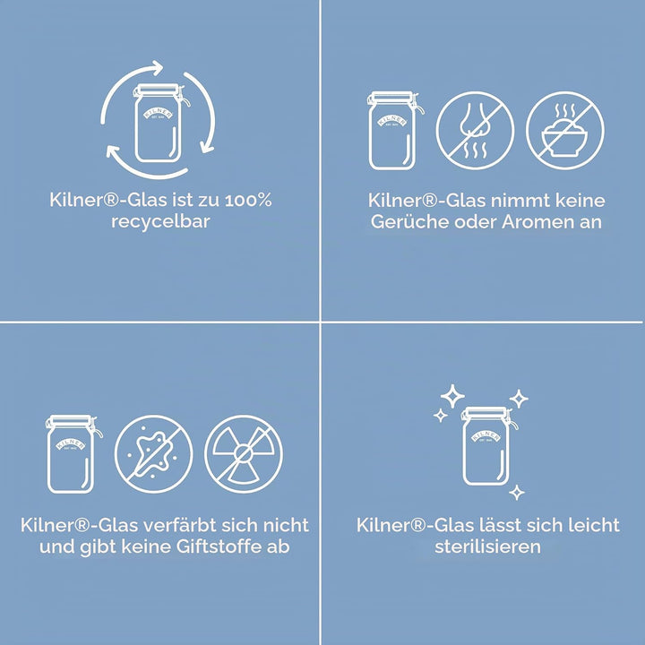 Kilner Einmachglas mit Bügelverschluss 2,1 L rund, Robustes luftdichtes Vorratsglas mit Edelstahlbüg