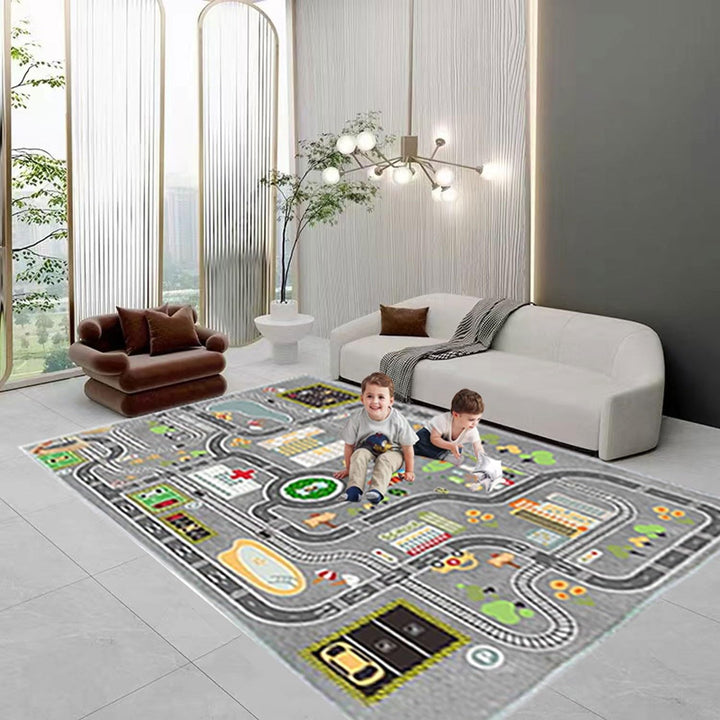 Kinder spielteppich Auto Jungen & Mädchen Teppich Strassenteppich Bauteppich Stadtstadt Lernbereich