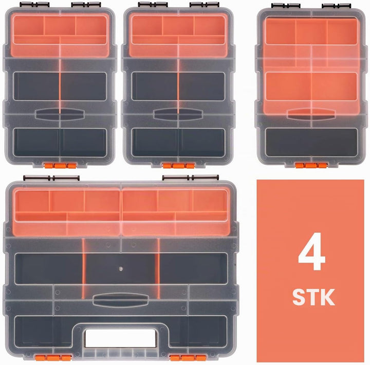 CASOMAN Hardware & Parts Organizers, 4 Piece Set Toolbox, Compartment Small Parts Organizer, Versati
