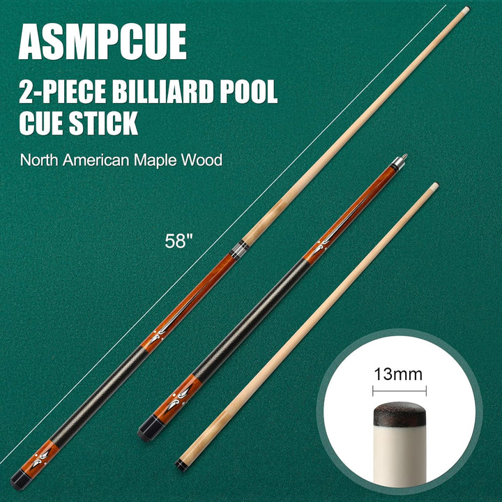 Pool Queue, 58 Zoll Billard Queue Kanadischer Ahornholz Pool Cue 13mm Spitzen für Professionelle Bil