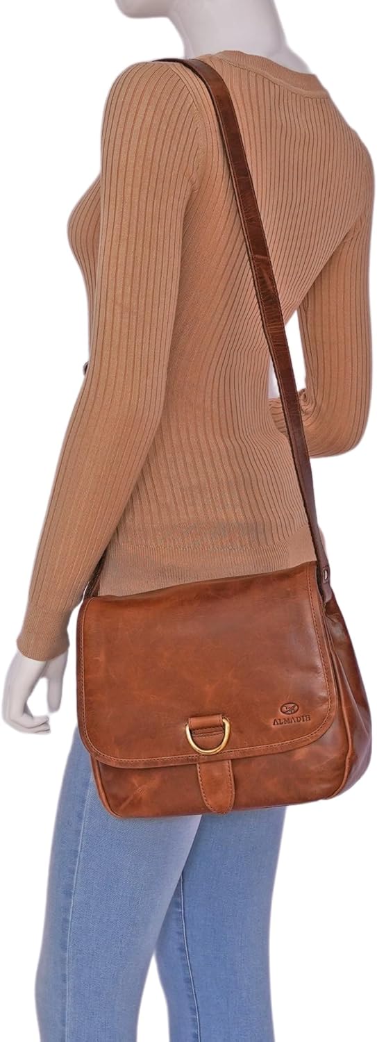 ALMADIH Premium Leder Damentasche Umhängetasche LOLA Ledertasche Handtasche Schultertasche Freizeitt