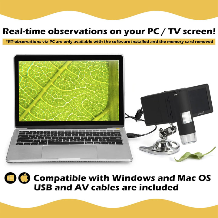Levenhuk DTX 500 Mobi Tragbares Digitales USB-Mikroskop (20- bis 500-Fach) mit LCD-Display zur Beoba