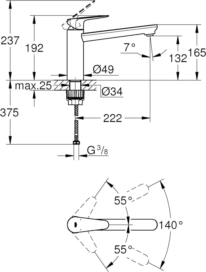 Grohe 31715000 BauCurve Spültischarmatur, Chrom