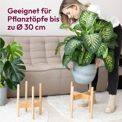 Gadgy® Pflanzenständer Holz - 2er Set Bambus Blumenständer Holz - Verstellbare Blumenhocker Holz für