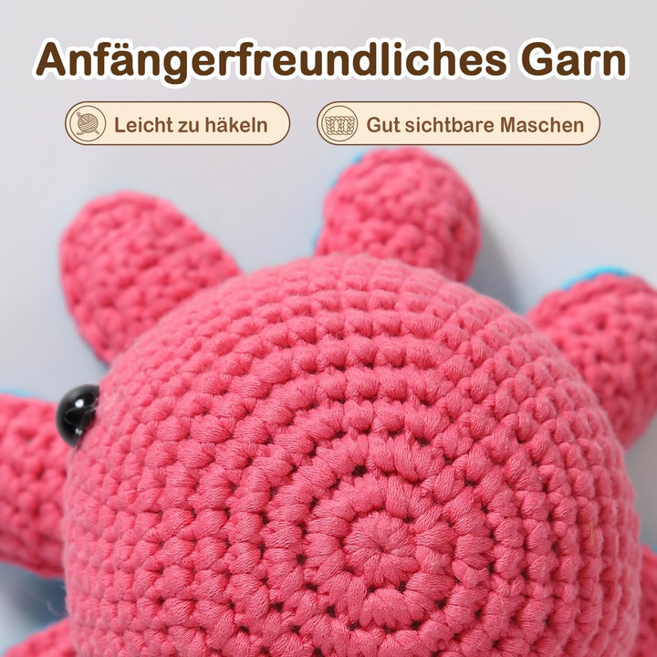 Häkelkit für Anfänger, Häkeltier-Kit mit Schritt-für-Schritt-Video-Tutorials, Easy Garn und 20% Extr