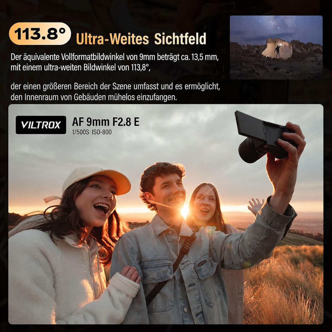 VILTROX 9mm F2.8 E Air AF E-Mount APS-C Ultra-Weitwinkel-Autofokus-Festbrennweitenobjektiv für Sony