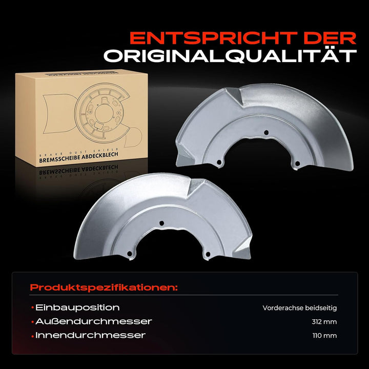Frankberg 2x Deckblech Spritzblech Ankerblech Bremsscheibe Vorne Links Rechts für Transporter 4 Bus