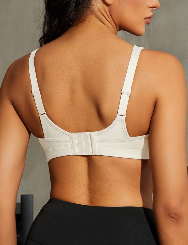 Wingslove Damen Sport BH ohne Bügel Nicht Gepolstert High Impact Bustier Halt Joggen BH 75B Elfenbei