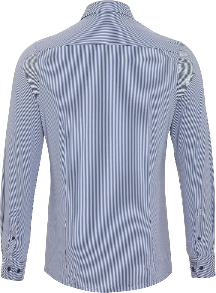 Pure Slim Fit Functional Hemd Langarm Streifen türkis 39 Streifen Mittelblau, 39 Streifen Mittelblau