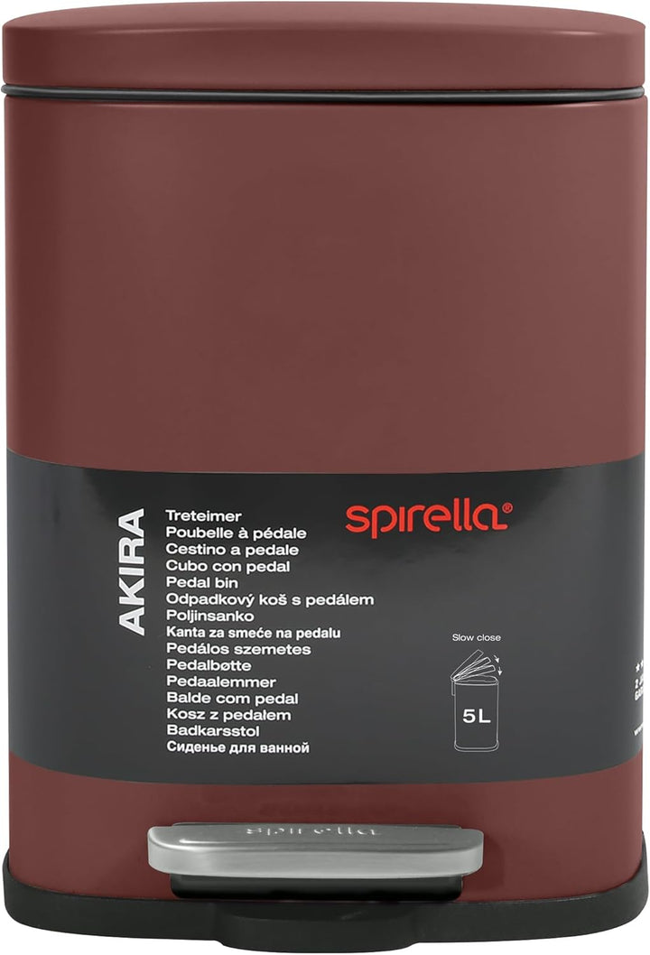 Spirella - Akira 5L Abfalleimer, Matt-Berry - Kompaktes Design mit Pedaldeckel - Edelstahl - 30 x 21