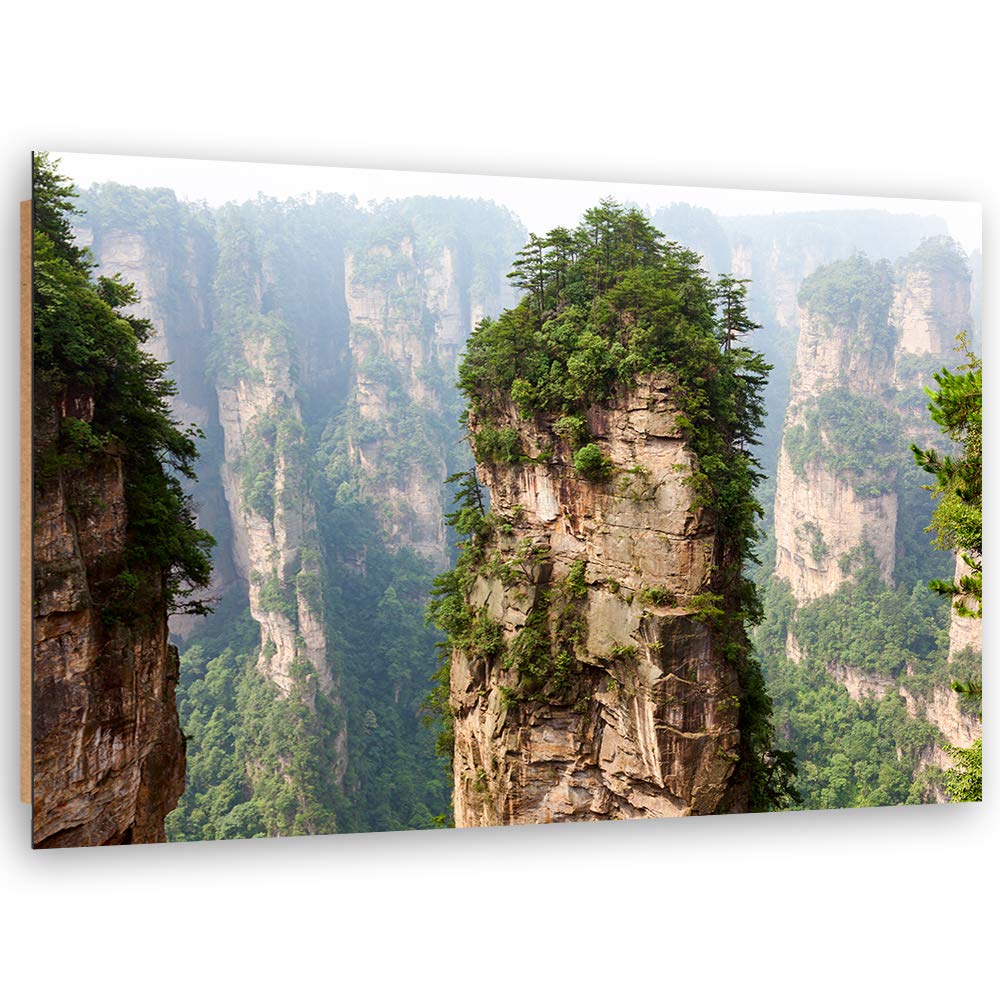 Wanddeko Berge Kunst modern Bilder für Schlafzimmer Grün 100x70 cm