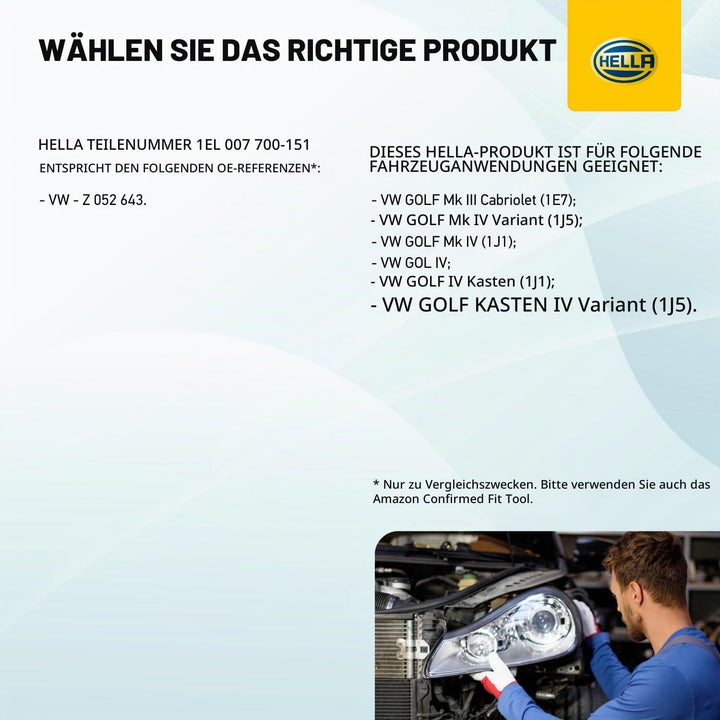 HELLA 1EL 007 700-151 DE/FF/Halogen-Hauptscheinwerfer - links - für u.a. VW Golf IV (1J1) Links (Fah
